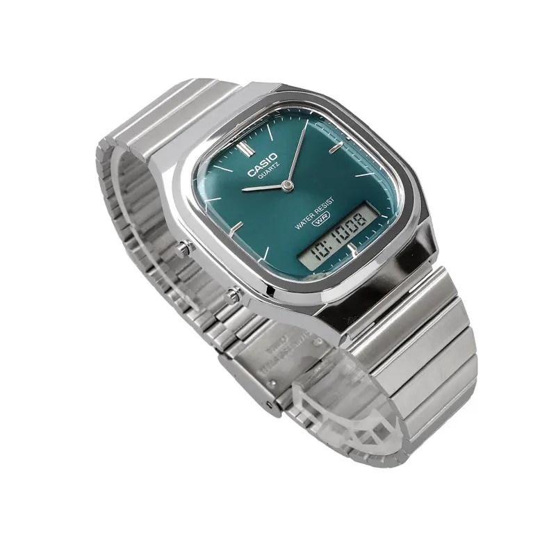 Casio Vintage Teal Dial Duel Time Men's Watch- AQ-240E-3A